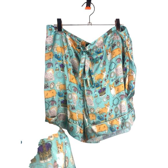 Karen Mabon Corgi Royalty Short Sleeve Pajamas Satin Set XXL NWOT - Picture 4 of 7